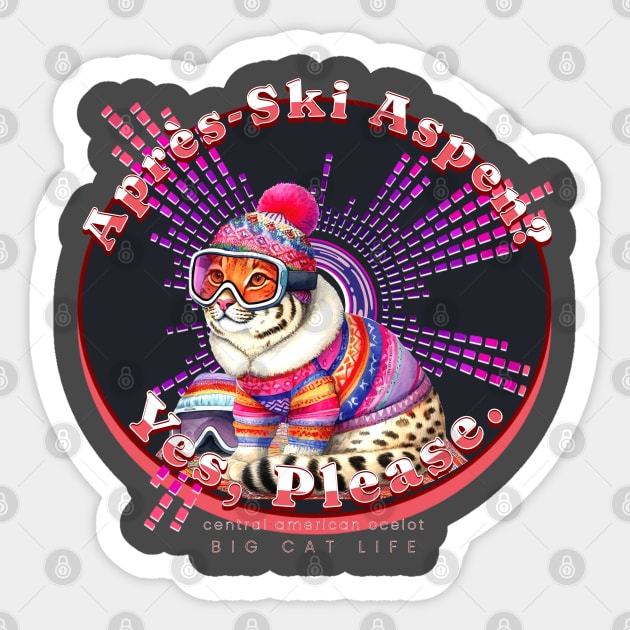 Apres-Ski Aspen Groovy Beanie Spotted Ocelot 67L Sticker by catsloveart